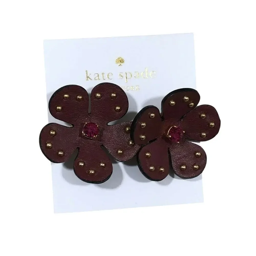 kate spade Blooming Bling Leather Flower Earrings